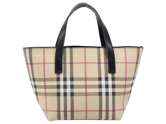 BURBERRY Nova Check Handtasche PVC Beige Silver Auth 203614 Silber - Ansicht 13