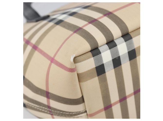 BURBERRY Nova Check Handtasche PVC Beige Silver Auth 203614 Silber - Ansicht 14