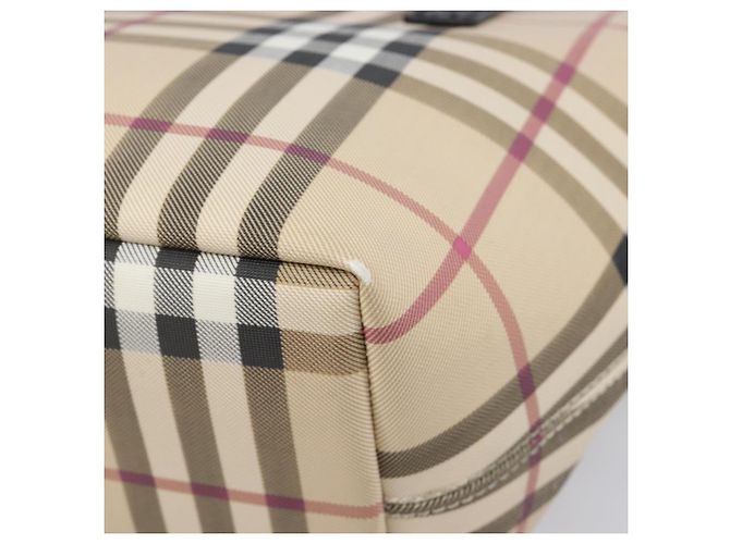 BURBERRY Nova Check Handtasche PVC Beige Silver Auth 203614 Silber - Ansicht 15