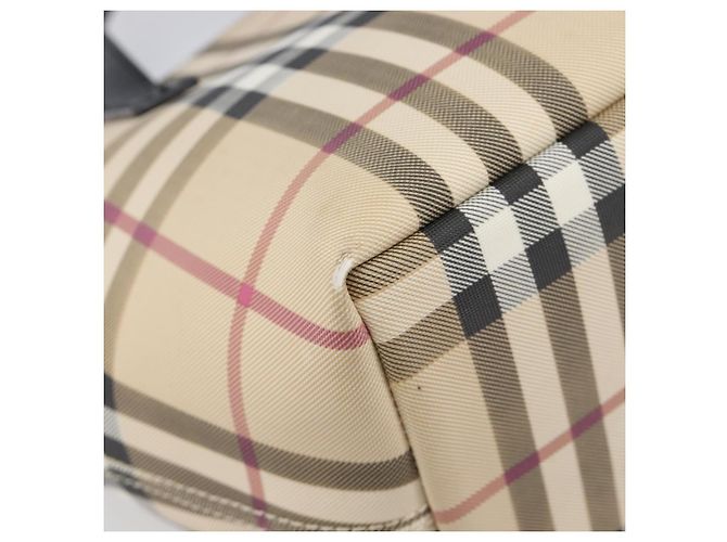 BURBERRY Nova Check Handtasche PVC Beige Silver Auth 203614 Silber - Ansicht 16