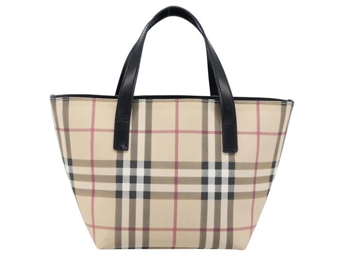 BURBERRY Nova Check Handtasche PVC Beige Silver Auth 203614 Silber - Ansicht 2