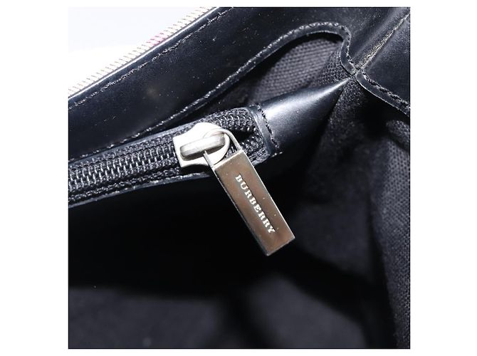 BURBERRY Nova Check Handtasche PVC Beige Silver Auth 203614 Silber - Ansicht 20
