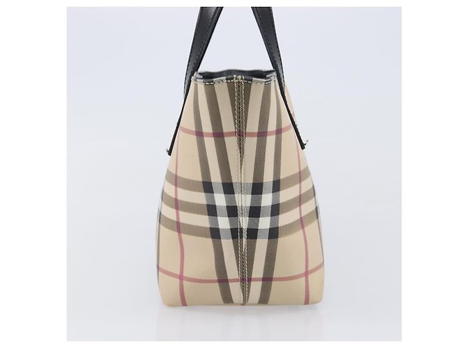 BURBERRY Nova Check Handtasche PVC Beige Silver Auth 203614 Silber - Ansicht 3