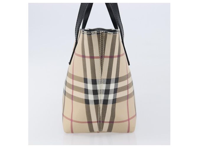 BURBERRY Nova Check Handtasche PVC Beige Silver Auth 203614 Silber - Ansicht 4