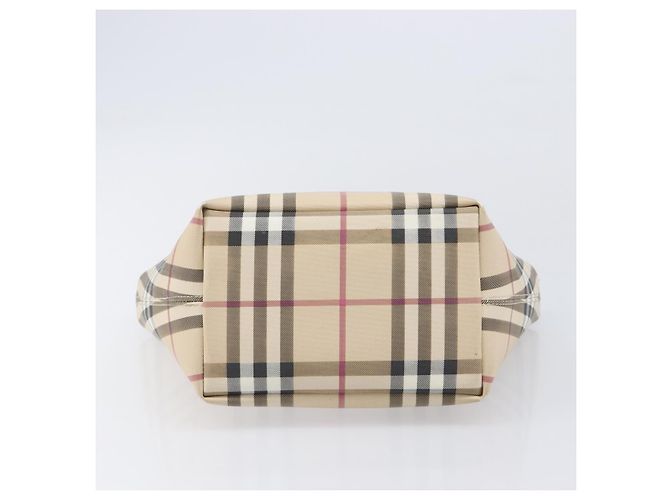 BURBERRY Nova Check Handtasche PVC Beige Silver Auth 203614 Silber - Ansicht 5