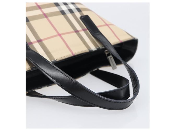 BURBERRY Nova Check Handtasche PVC Beige Silver Auth 203614 Silber - Ansicht 7