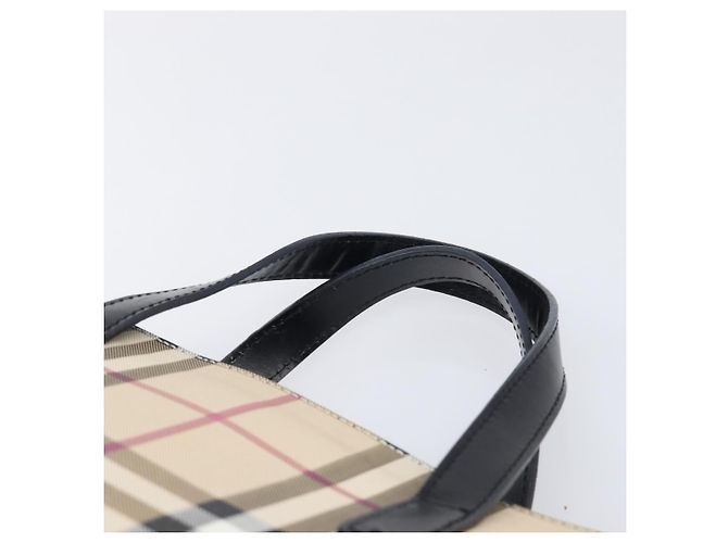 BURBERRY Nova Check Handtasche PVC Beige Silver Auth 203614 Silber - Ansicht 8