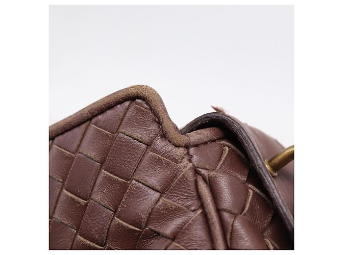Borsa a tracolla BOTTEGA VENETA INTRECCIATO in pelle marrone e oro 192661 Auth 201370A D'oro - vista 10