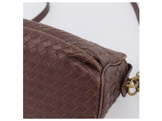 Borsa a tracolla BOTTEGA VENETA INTRECCIATO in pelle marrone e oro 192661 Auth 201370A D'oro - vista 15