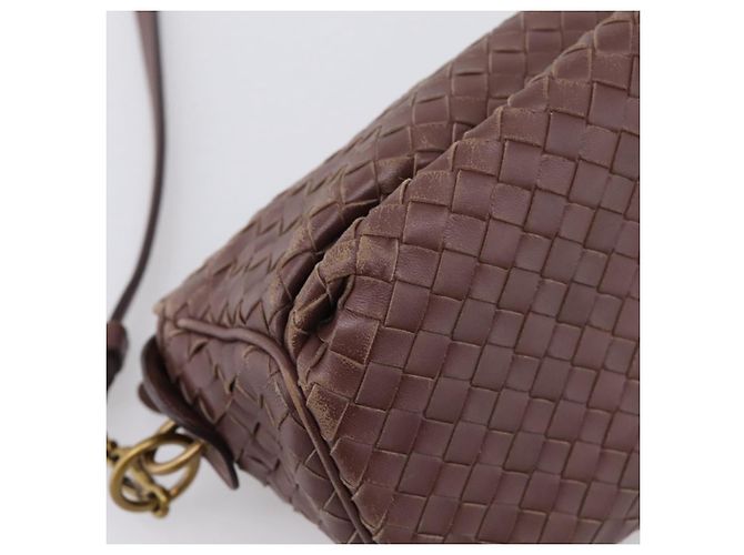 Borsa a tracolla BOTTEGA VENETA INTRECCIATO in pelle marrone e oro 192661 Auth 201370A D'oro - vista 16