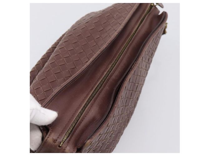 Borsa a tracolla BOTTEGA VENETA INTRECCIATO in pelle marrone e oro 192661 Auth 201370A D'oro - vista 6