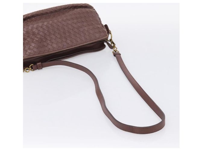 Borsa a tracolla BOTTEGA VENETA INTRECCIATO in pelle marrone e oro 192661 Auth 201370A D'oro - vista 7