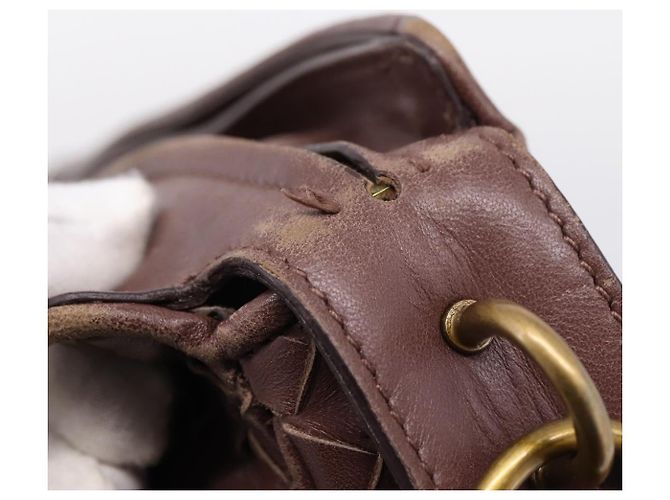 Borsa a tracolla BOTTEGA VENETA INTRECCIATO in pelle marrone e oro 192661 Auth 201370A D'oro - vista 8