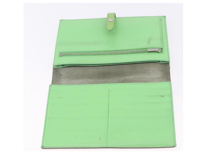 Céline Cartera Bifold CELINE de cuero Beige Green Auth ar14185 Verde - vista 10