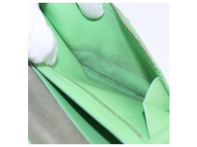 Céline Cartera Bifold CELINE de cuero Beige Green Auth ar14185 Verde - vista 11