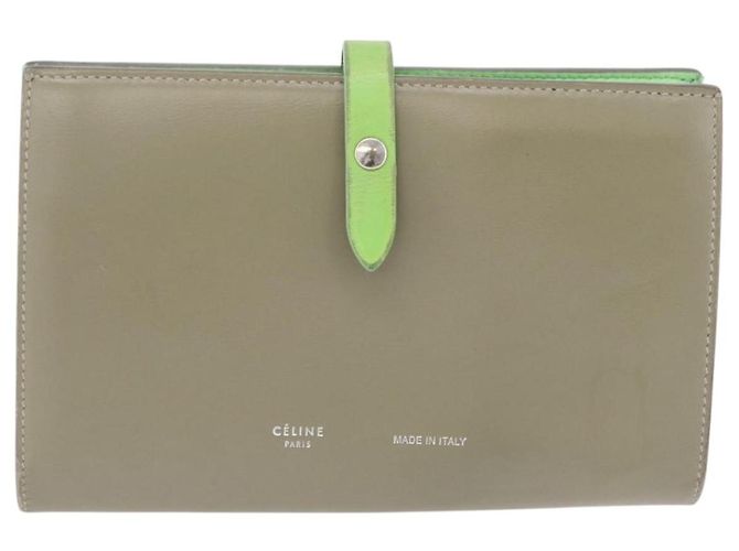 Céline Cartera Bifold CELINE de cuero Beige Green Auth ar14185 Verde - vista 13