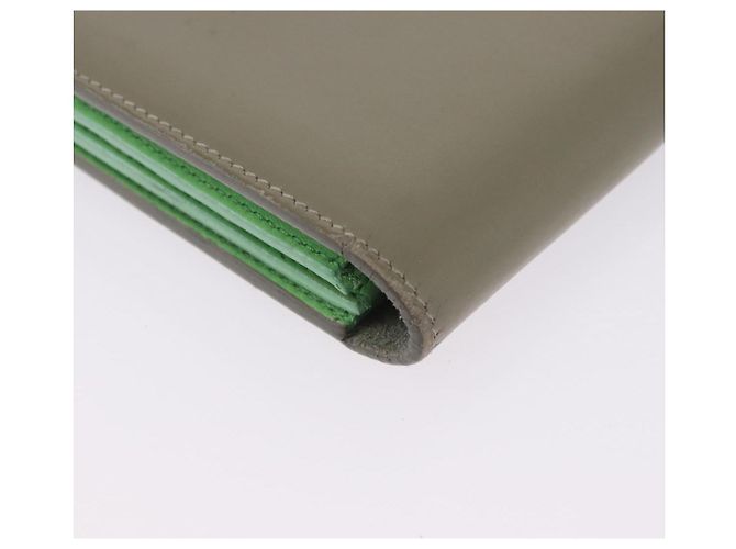 Céline Cartera Bifold CELINE de cuero Beige Green Auth ar14185 Verde - vista 14