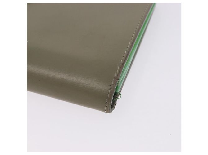 Céline Cartera Bifold CELINE de cuero Beige Green Auth ar14185 Verde - vista 15