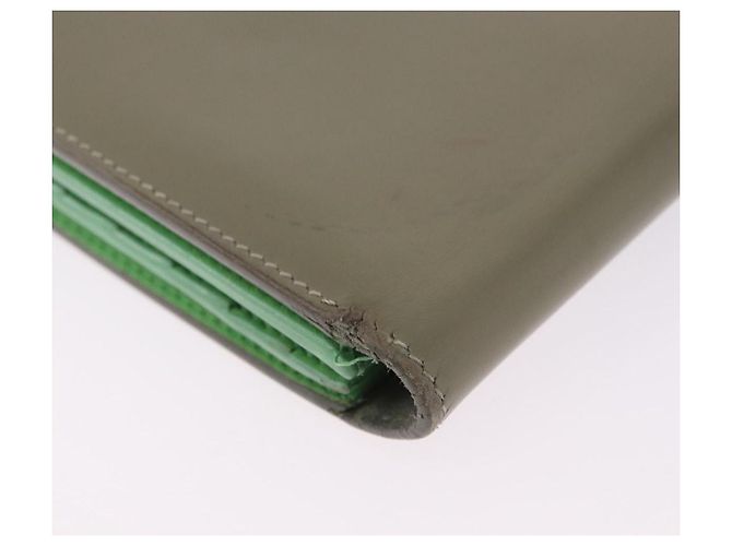 Céline Cartera Bifold CELINE de cuero Beige Green Auth ar14185 Verde - vista 16