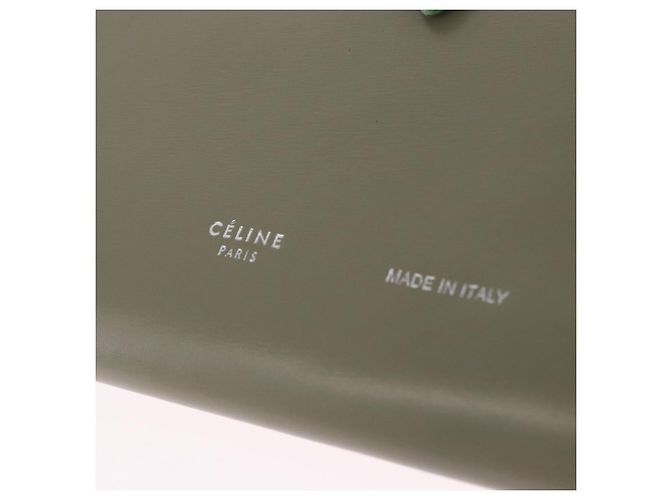Céline Cartera Bifold CELINE de cuero Beige Green Auth ar14185 Verde - vista 18