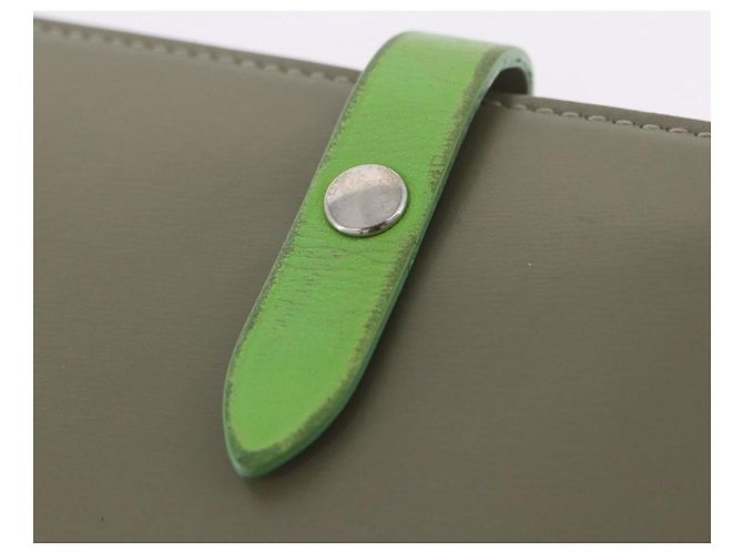 Céline Cartera Bifold CELINE de cuero Beige Green Auth ar14185 Verde - vista 19