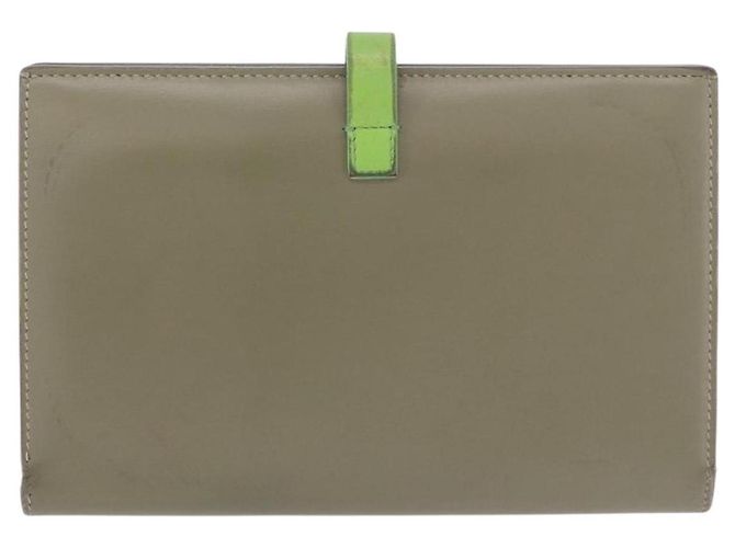 Céline Cartera Bifold CELINE de cuero Beige Green Auth ar14185 Verde - vista 2