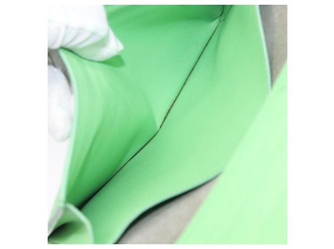 Céline Cartera Bifold CELINE de cuero Beige Green Auth ar14185 Verde - vista 20