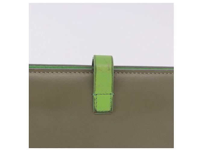 Céline Cartera Bifold CELINE de cuero Beige Green Auth ar14185 Verde - vista 3