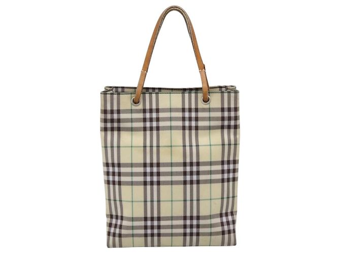 Borsa a mano BURBERRY Nova Check Canvas Beige Silver Auth 203632 Argento - vista 13
