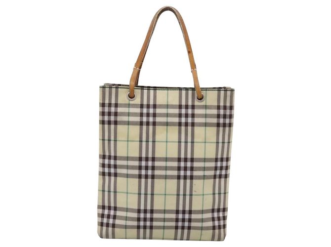 Borsa a mano BURBERRY Nova Check Canvas Beige Silver Auth 203632 Argento - vista 2