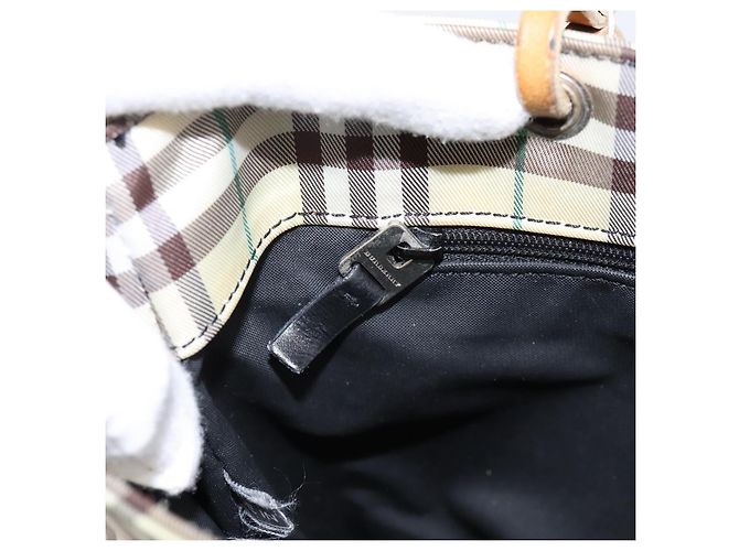 Borsa a mano BURBERRY Nova Check Canvas Beige Silver Auth 203632 Argento - vista 22