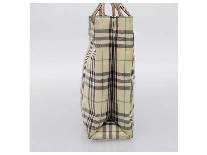 Borsa a mano BURBERRY Nova Check Canvas Beige Silver Auth 203632 Argento - vista 4
