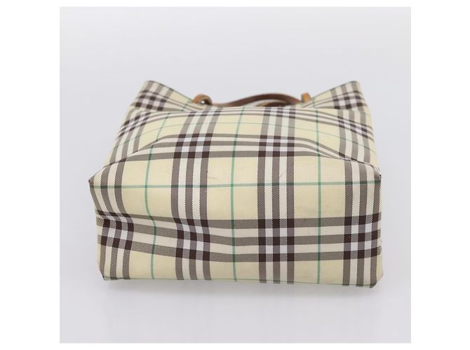 Borsa a mano BURBERRY Nova Check Canvas Beige Silver Auth 203632 Argento - vista 5