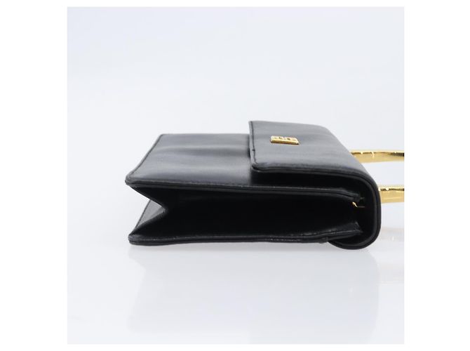 GIVENCHY Handtasche aus Leder Schwarz Gold Auth 205123 Golden - Ansicht 3