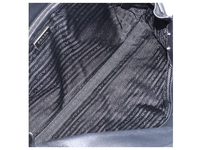 Borsa Tote PRADA in pelle nera argento Auth am12581M Nero - vista 11