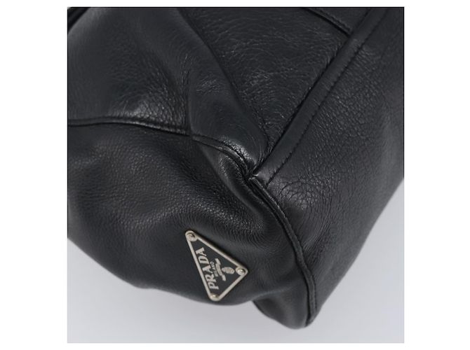Borsa Tote PRADA in pelle nera argento Auth am12581M Nero - vista 14