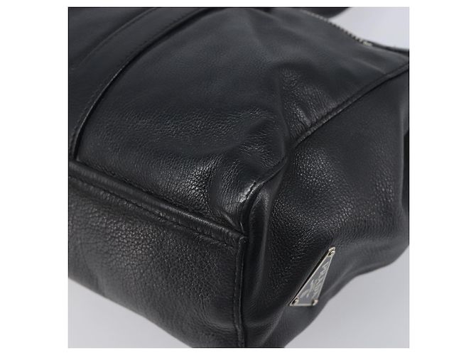 Borsa Tote PRADA in pelle nera argento Auth am12581M Nero - vista 15