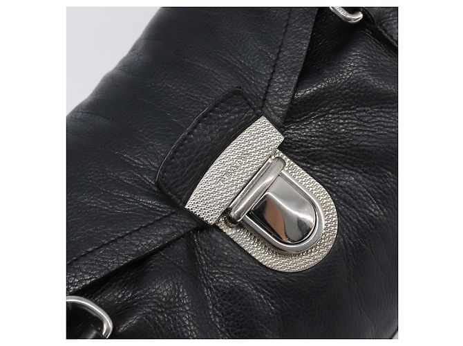 Borsa Tote PRADA in pelle nera argento Auth am12581M Nero - vista 17