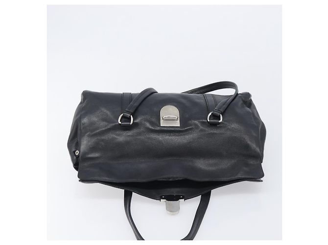 Borsa Tote PRADA in pelle nera argento Auth am12581M Nero - vista 19