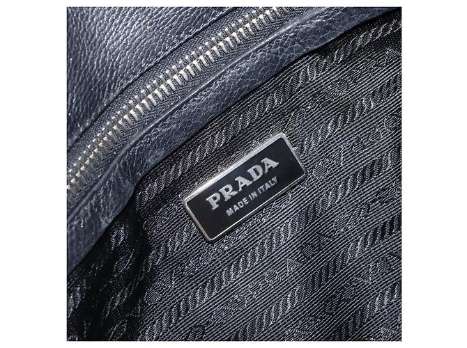 Borsa Tote PRADA in pelle nera argento Auth am12581M Nero - vista 20