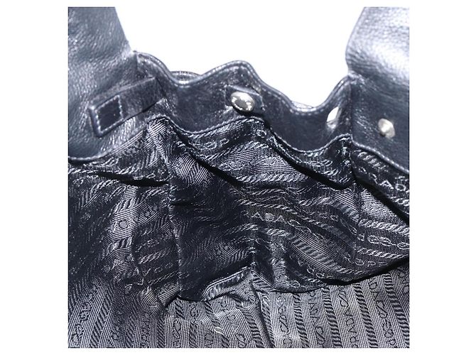 Borsa Tote PRADA in pelle nera argento Auth am12581M Nero - vista 21