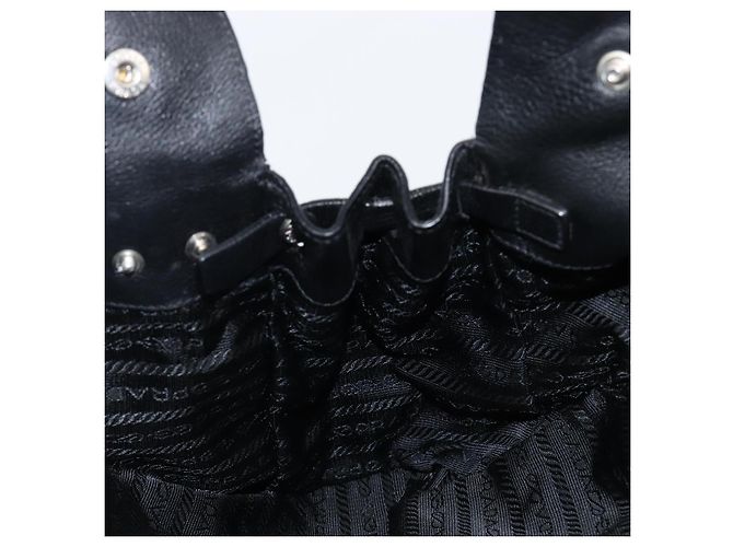 Borsa Tote PRADA in pelle nera argento Auth am12581M Nero - vista 22