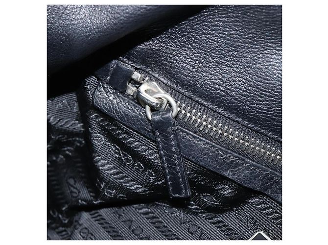 Borsa Tote PRADA in pelle nera argento Auth am12581M Nero - vista 23