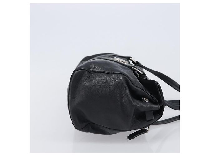 Borsa Tote PRADA in pelle nera argento Auth am12581M Nero - vista 3
