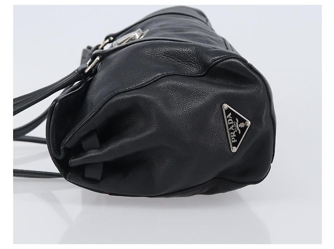 Borsa Tote PRADA in pelle nera argento Auth am12581M Nero - vista 4