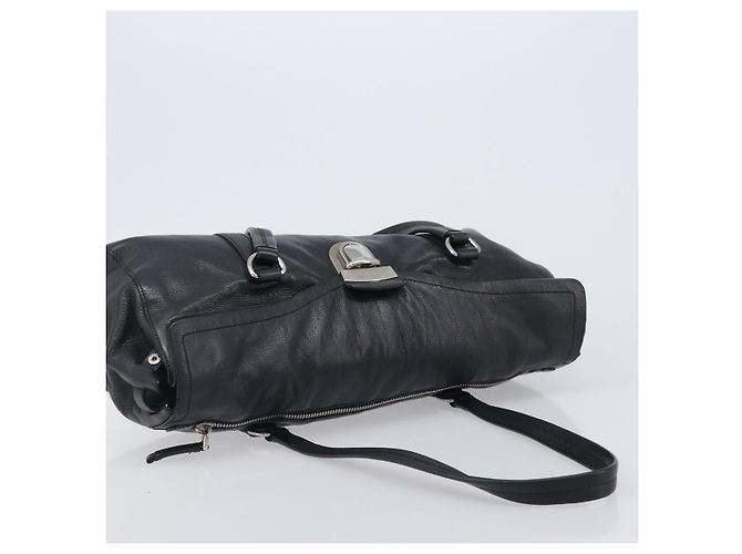 Borsa Tote PRADA in pelle nera argento Auth am12581M Nero - vista 6