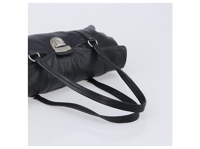 Borsa Tote PRADA in pelle nera argento Auth am12581M Nero - vista 7