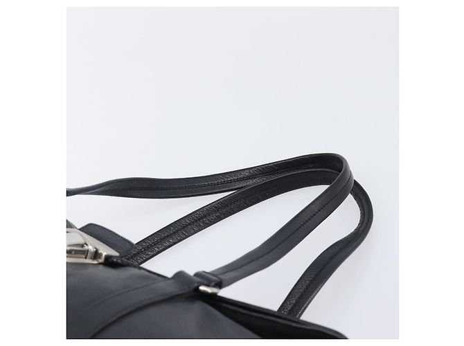 Borsa Tote PRADA in pelle nera argento Auth am12581M Nero - vista 8