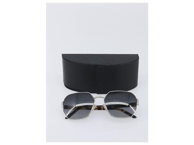 PRADA Sunglasses Metal Brown Silver Auth BA15585 Silvery - view 12