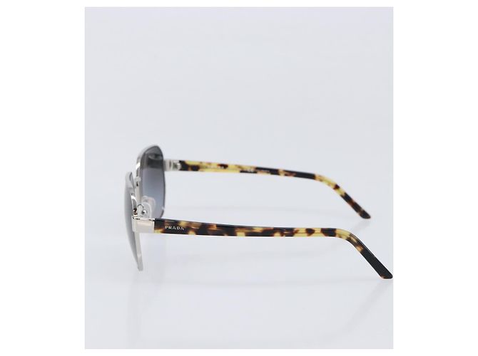 PRADA Sunglasses Metal Brown Silver Auth BA15585 Silvery - view 3
